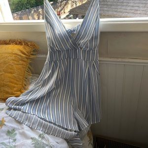 blue striped romper